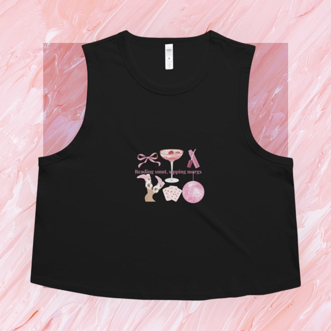 Mocha & Manuscript Cropped Tank — “Smut & Margs”
