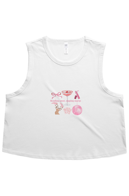Mocha & Manuscript Cropped Tank — “Smut & Margs” 